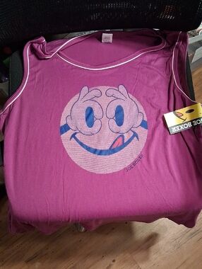 Joe Boxer Womens Purple Smiley Graphic Tank Top